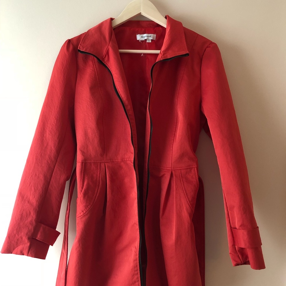 Retro style red trench coat
